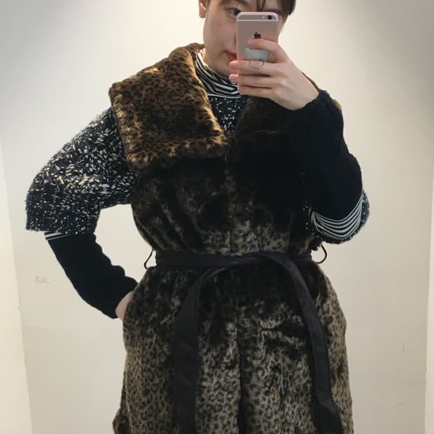 molliolli by 이도이 호피 퍼 조끼