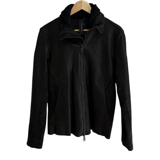 트랜짓 파이톤 가공 램 스킨 하이넥 자켓