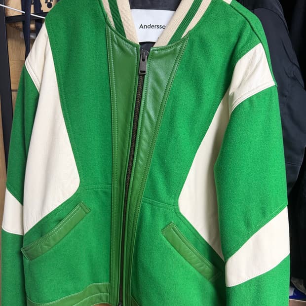 [M]앤더슨벨 모터사이클 레더 바시티자켓