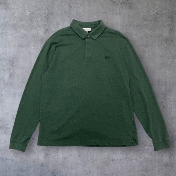라코스테 Lacoste 그린 로고패치 긴팔 카라티 XL
