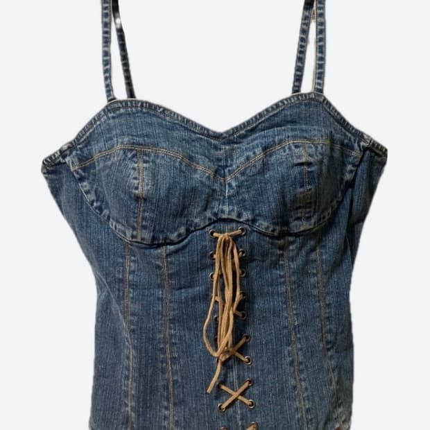 게스 데님 뷔스티에 코르셋 탑