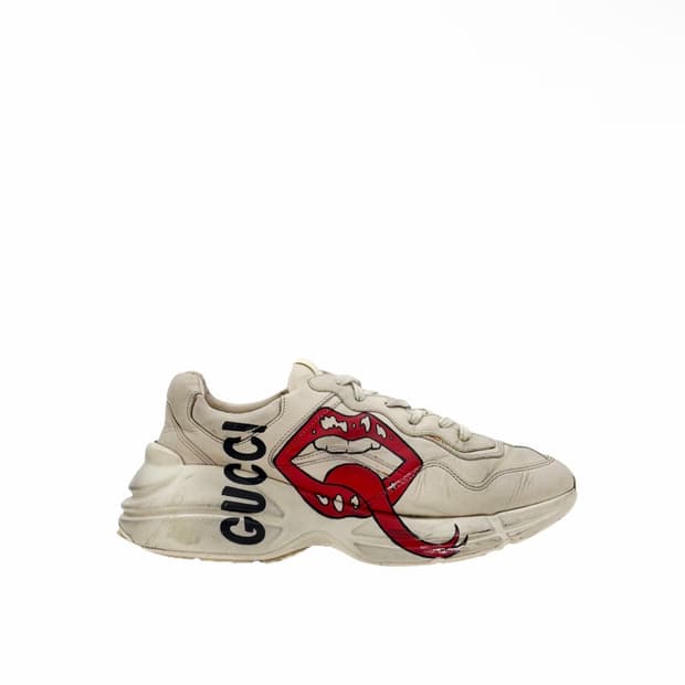 [7.5] 구찌 남성 입술 로고 레더 더티 리이톤 롸이톤 스니커즈