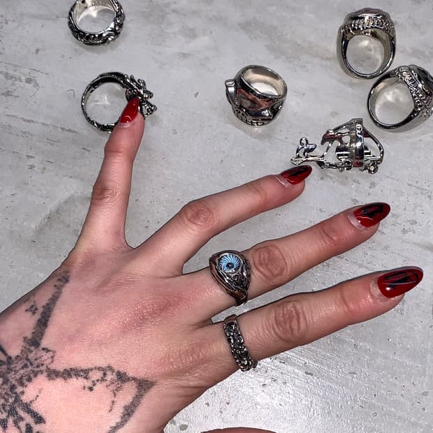 빈티지 펑크 블루 눈알링