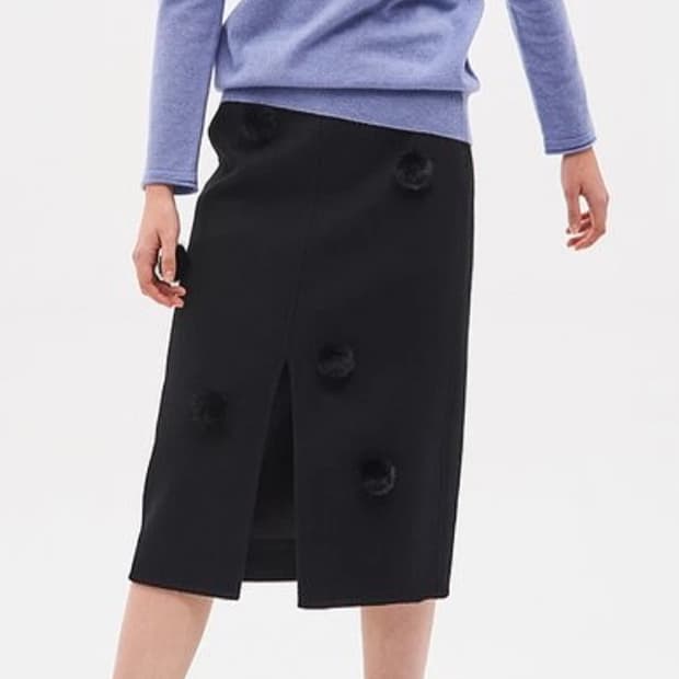 여성 핸드메이드 천연밍크 폼폼이 울 스커트 S사이즈