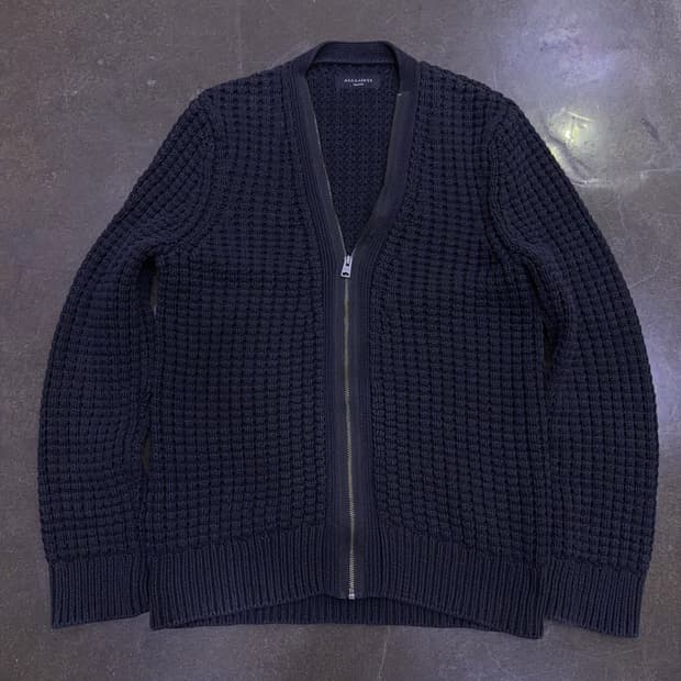 올세인츠 케이블 집업 니트 스웨터 집업 가디건 블랙 M