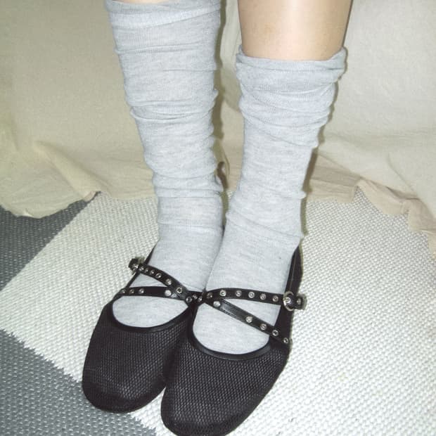 [Select] Mesh Eyelet Buckle Flats