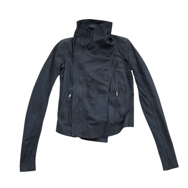 릭오웬스 램스킨 하이넥 레더 자켓