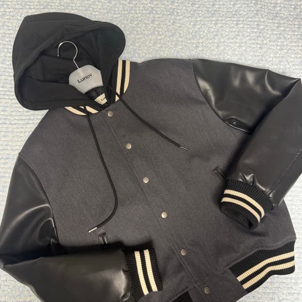 LUNDY 런디 톤 코듀로이 바시티 자켓 - 블랙 L