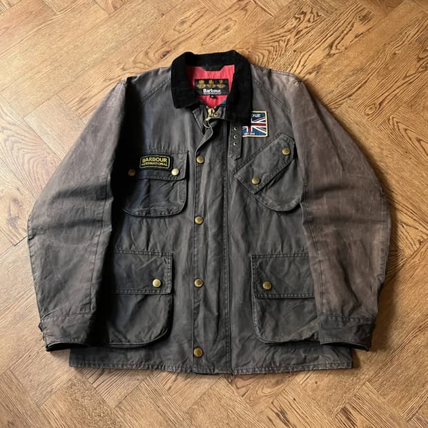 [M]Barbour 바버 인터내셔널 유니온잭 왁스 페이딩 자켓