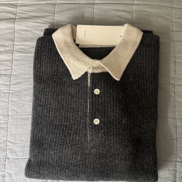 유니온블루 럭비 메리노 폴로 니트 차콜 L