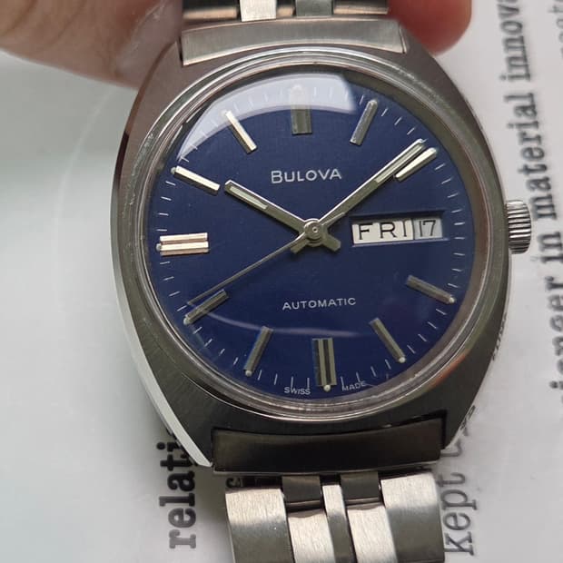 빈티지 부로바 N3 터틀 데이데이트 블루 바둑이 브레이슬릿 ver.