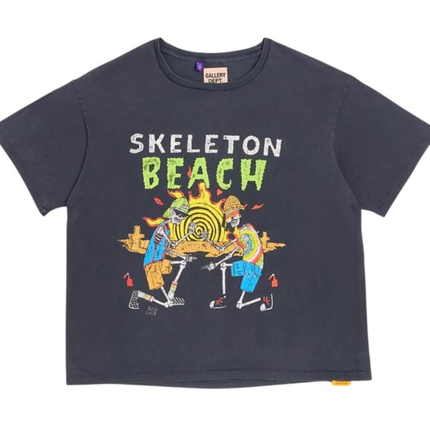 (L) 갤러리 디파트먼트 스켈레톤 비치 티셔츠 빈티지 블랙