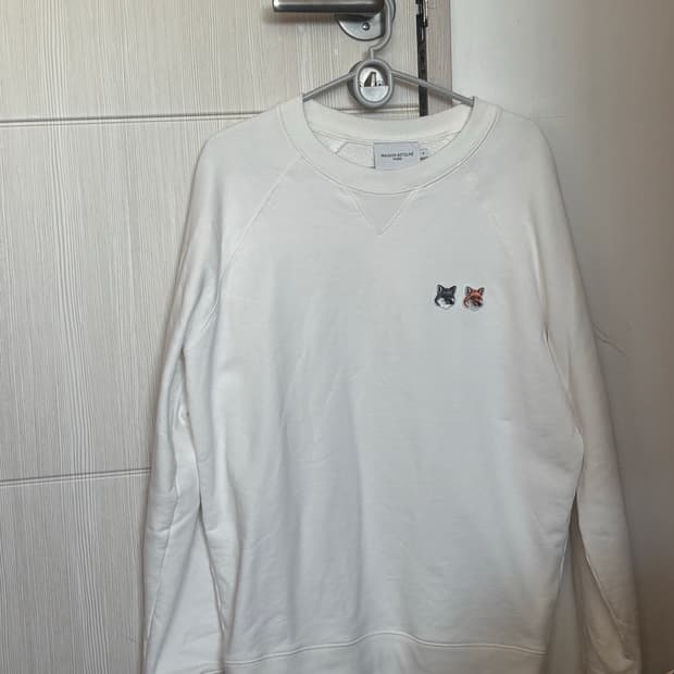 메종키츠네 더블 폭스 헤드 패치 맨투맨 화이트 M