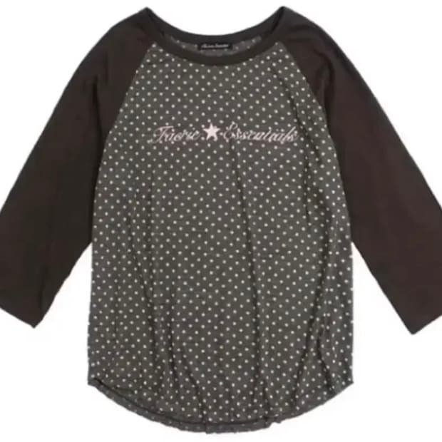 샵페어리 도트 레글런 슬리브탑 차콜