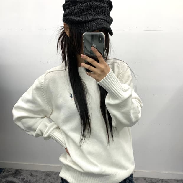 폴로 랄프로렌 화이트 오버핏 니트