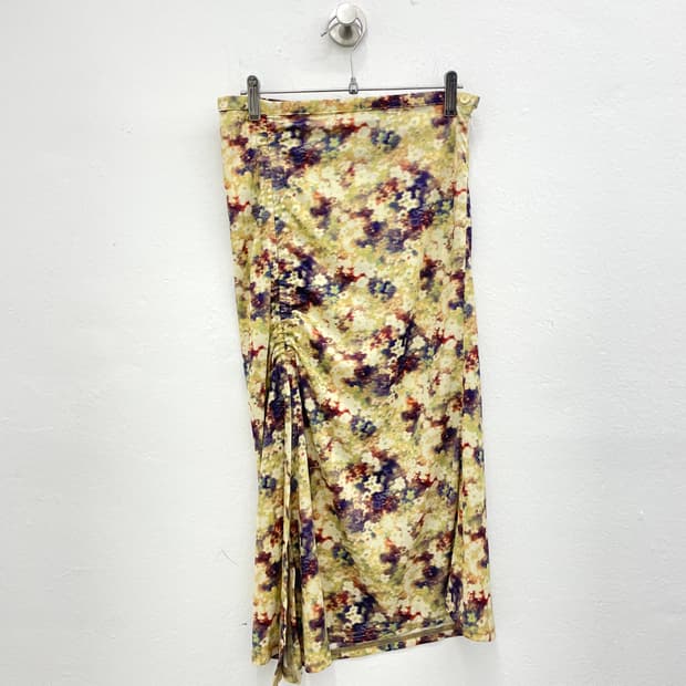 yellow floral draped skirt