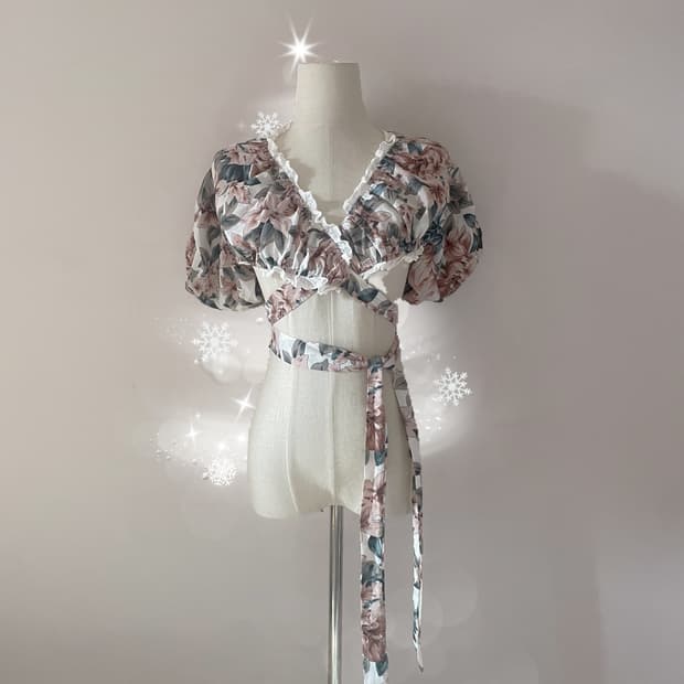 페어리 블라우스 플라워 블라우스 빈티지 블라우스 히메갸루 오네갸루 로걀