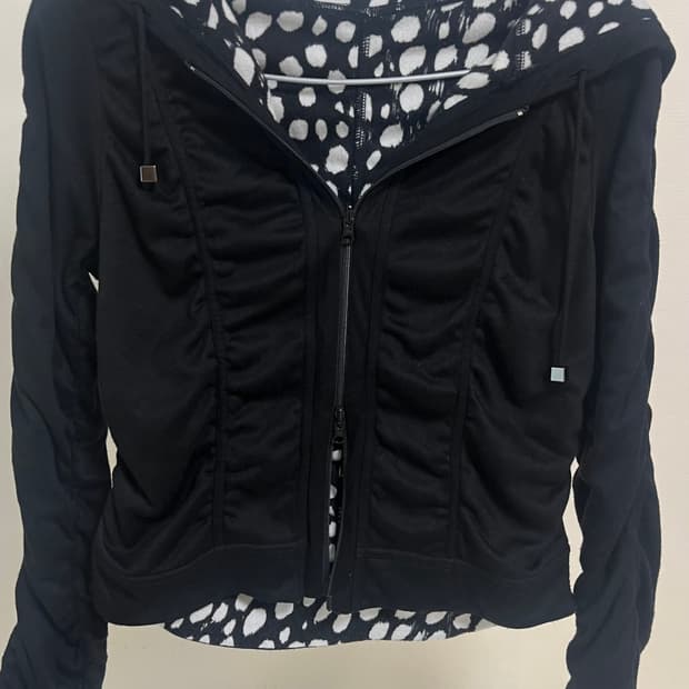 일본 빈티지 갸루 후드 집업 (도트 안감)