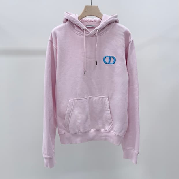 [S+급/M] 디올 CD로고 코튼 후드티 핑크
