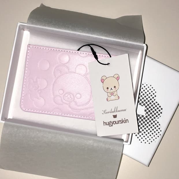 허그유어스킨 코리락쿠마 도트 카드지갑 핑크