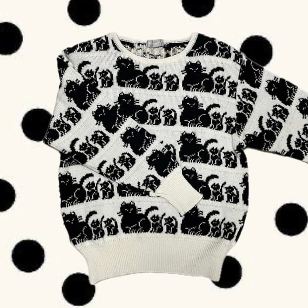 고양이 패턴 니트