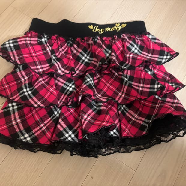 핫핑크 체크 펑크 캉캉 스커트