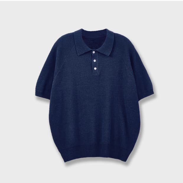 퍼렌 테리 카라 반팔니트 네이비 2사이즈