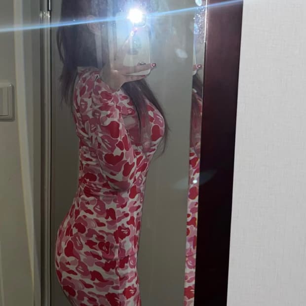 베이프 abc 카모 롱슬리브 원피스