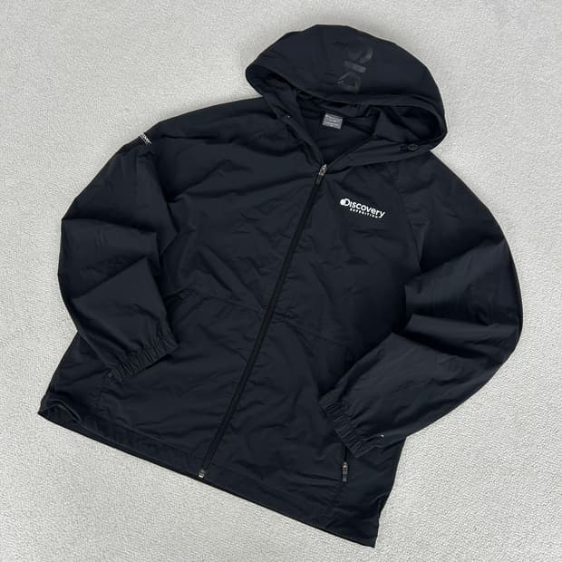디스커버리 블랙 후드 바람막이 자켓 L