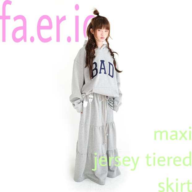 샵페어리 maxi jersey tiered skirt melange