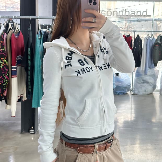 아베크롬비 후드집업 화이트