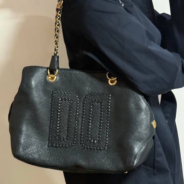 닥스 DAKS 클래식 더블 D 레더 숄더,토트백