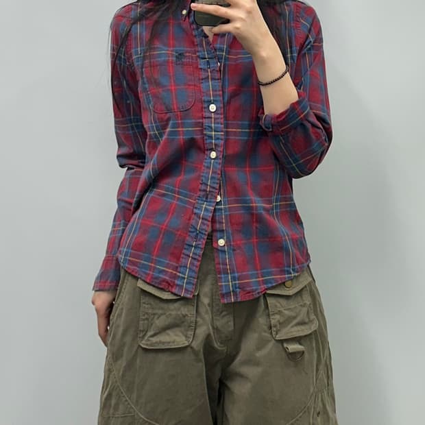 아베크롬비 y2k 와투케 산양로고 체크 셔츠