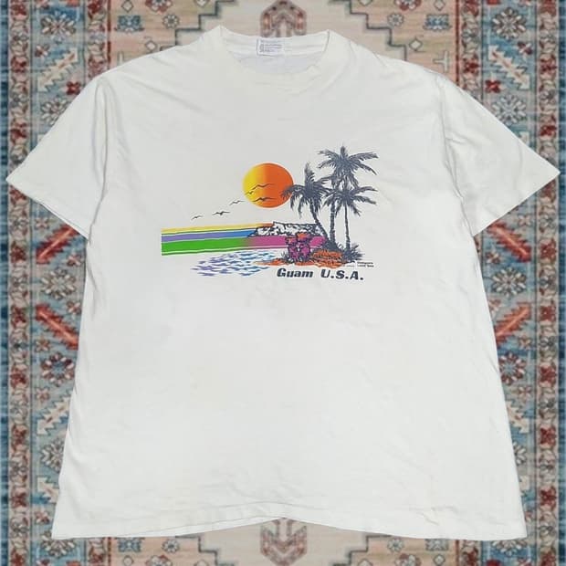 90s Made in USA 괌 빈티지 그래픽 티셔츠 XL