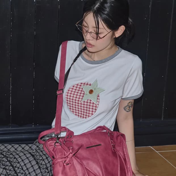 워싱 레더백 체리레드 새상품 