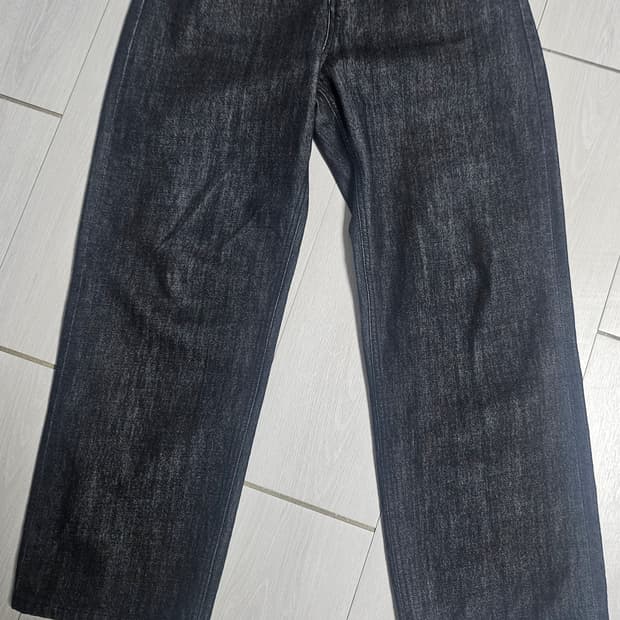 유스 와이드 데님 팬츠 워시드 블랙