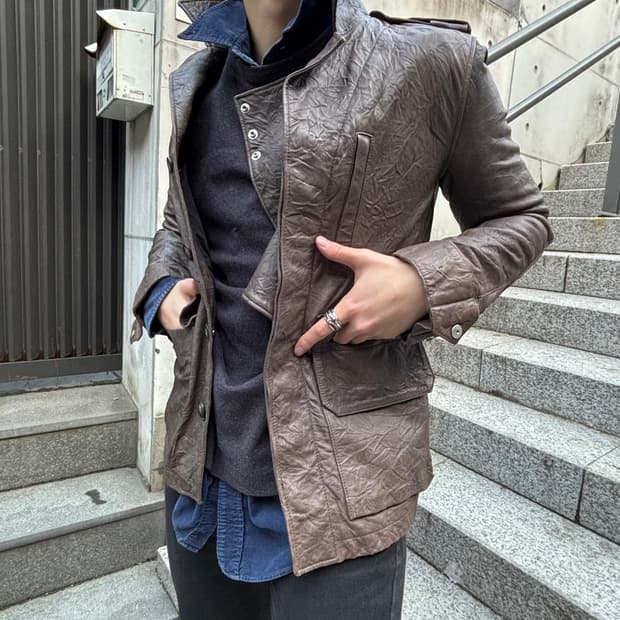 양가죽 주름가공 레더자켓