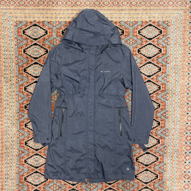 컬럼비아 네이비 롱 경량 바람막이 야상 여성L