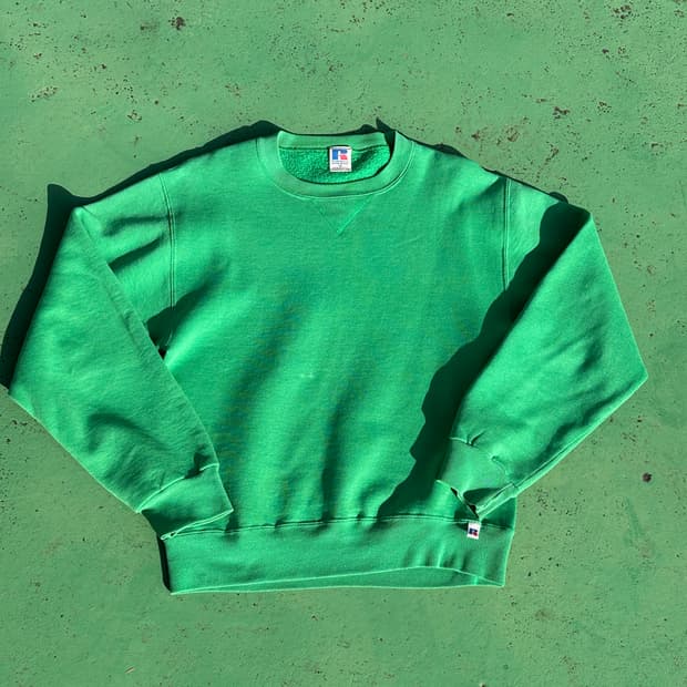 80s 러셀 플레인 스웻셔츠 faded green made in usa