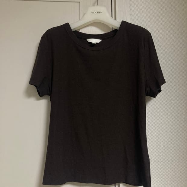 H&M 리브드 모달 블렌드 반팔 티셔츠 브라운 XL