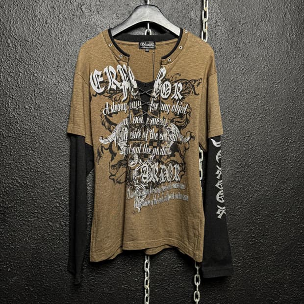 Lace-Up Layered Graphic T shirt