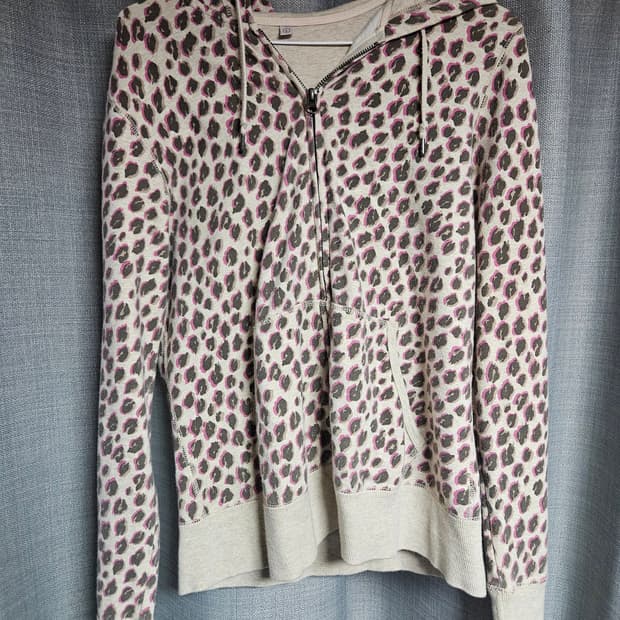 유니클로 갸루 y2k 호피 후드집업