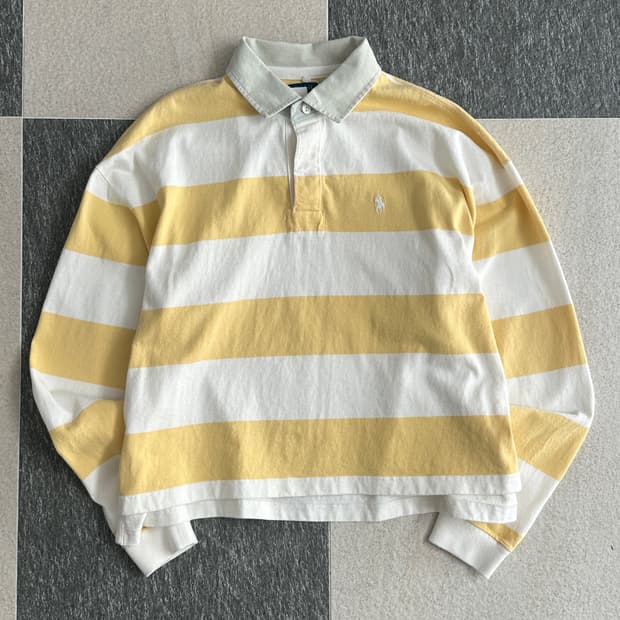 폴로 랄프로렌 스트라이프 크롭 럭비 티셔츠 