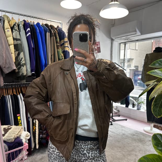 빈티지 브라운 양가죽 A-2 봄버 자켓L