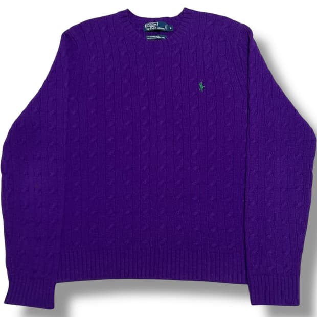 Polo Ralph Lauren 메리노울 케이블 퍼플 니트