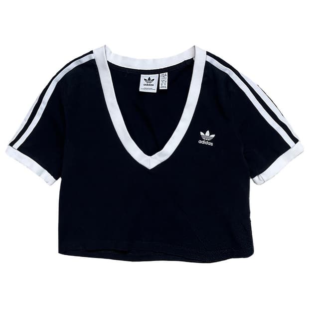 ADIDAS 브이넥 링거 크롭티 블랙 M