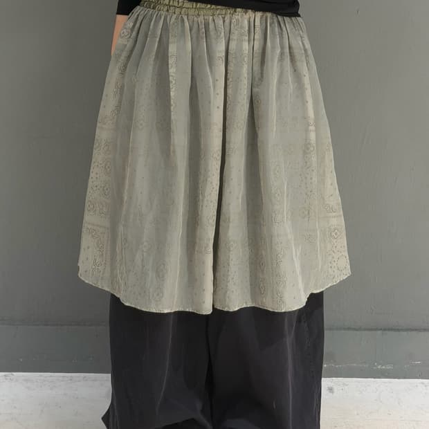 paisley pattern layered skirt 