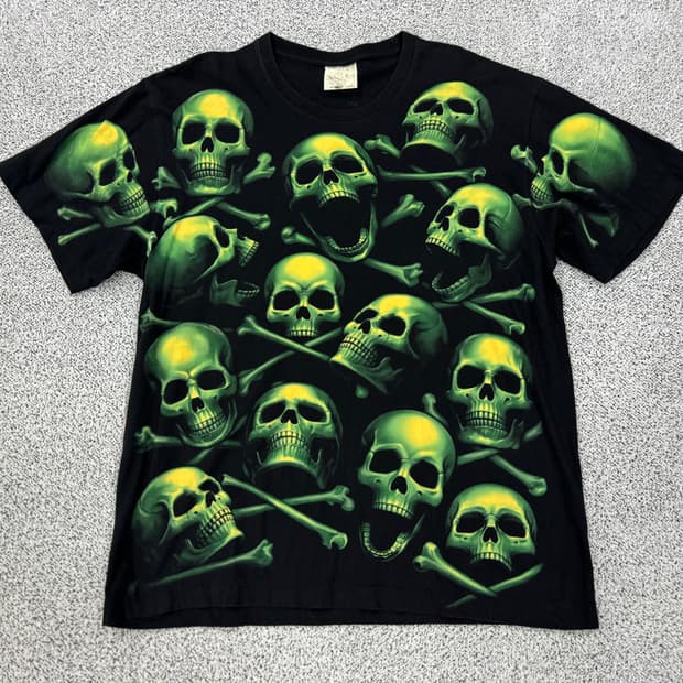 90s 스컬 프린팅 티셔츠