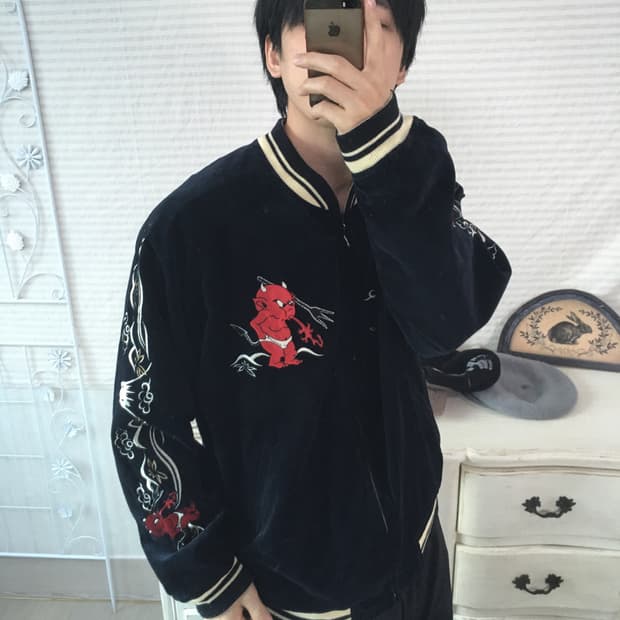 빈티지 양면 데빌 스카쟌 y2k 스트릿 갸루 펑키 일본빈티지712