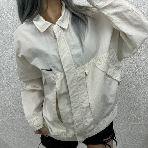 나이키 블랙 로고 바람막이 L